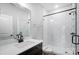 Modern bathroom with subway tile shower, glass door, and sleek black fixtures at 2003 Cedar Falls Dr # 69, Waxhaw, NC 28173