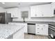 Kitchen boasts white cabinets, granite countertops, and stainless steel appliances at 6154 Lowder Rd, Salisbury, NC 28147