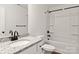 Bathroom features granite countertop, toilet and tub shower combo at 6160 Lowder Rd, Salisbury, NC 28147