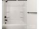 Clean bathroom with a shower/tub combo and shelving at 6160 Lowder Rd, Salisbury, NC 28147