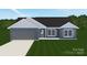 Rendering of an exterior elevation, featuring a garage, covered front porch, shutters and siding at 6155 Long Branch Rd, Salisbury, NC 28147