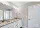 Bathroom featuring a double vanity with granite counters, white cabinets, and modern fixtures at 11507 Valley Oaks Ln, Stanfield, NC 28163