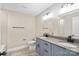 Bathroom features double vanity, gray cabinets and large shower at 4023 Randolph Rd, Charlotte, NC 28211