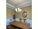 Inviting dining room featuring a wood table, chandelier, and wainscoting, perfect for Gathering meals at 2044 Sweet William Dr, Harrisburg, NC 28075