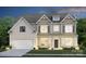 Two-story house with light brick and gray siding, a three-car garage, and landscaping at 232 E Warfield Dr, Mooresville, NC 28115