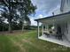Backyard view shows covered porch with outdoor seating and spacious lawn at 2027 Cedar Falls Dr # 75, Waxhaw, NC 28173