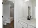 Bathroom featuring a shower/tub combo, toilet, and white vanity at 2027 Cedar Falls Dr # 75, Waxhaw, NC 28173