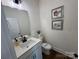 Stylish half bathroom featuring a sleek vanity, modern fixtures, and framed artwork at 2027 Cedar Falls Dr # 75, Waxhaw, NC 28173