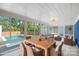 Bright sunroom with pool view, dining area, and comfortable seating at 1626 S Wendover Rd, Charlotte, NC 28211