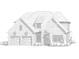 Architectural rendering of a brick home, showcasing its detailed facade, rooflines, and landscaping elements at 1211 Royal Prince Ct, Charlotte, NC 28211
