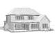 Architectural rendering of a brick home's rear, with a covered porch and large windows at 1211 Royal Prince Ct, Charlotte, NC 28211
