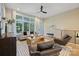 Cozy living room with large windows and access to balcony at 112 Frazier Ave, Charlotte, NC 28216