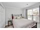 Cozy bedroom with full-size bed and large window overlooking trees at 5003 Sharon Rd # L, Charlotte, NC 28210