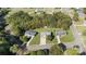 An aerial view showcases the home's location amidst a neighborhood with mature trees at 927 Kearney Dr, Shelby, NC 28152