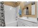 Bathroom featuring a white sink and a shower at 927 Kearney Dr, Shelby, NC 28152