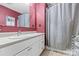 Bathroom featuring a white sink and a shower with a white curtain at 927 Kearney Dr, Shelby, NC 28152