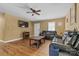 Comfortable living room featuring hardwood floors and a door to the exterior at 927 Kearney Dr, Shelby, NC 28152