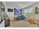 bedroom with a dinosaur tapestry and built-in desk at 5267 Norway Ln, Rock Hill, SC 29732