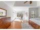 This is the main bedroom sitting area with a large window and door leading outside at 160 Northington Woods Dr, Mooresville, NC 28117