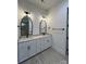 Bathroom with a double vanity, stylish mirrors, modern fixtures, and gray-tiled floors at 859 Tamary Way # 34, Landis, NC 28088