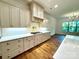 Modern kitchen featuring white cabinets, sleek countertops, a cooktop, and wood flooring at 859 Tamary Way # 34, Landis, NC 28088