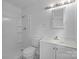 Bathroom with shower, toilet, and white vanity at 3338 Passmore Rd, Rock Hill, SC 29730