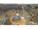 Aerial view showcasing the home's location in a quiet residential neighborhood at 528 Moss Springs Rd, Albemarle, NC 28001