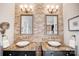 Bathroom with double vanity and stone feature wall at 2804 Providence View Ln, Charlotte, NC 28270