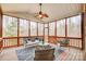 Relaxing screened porch with ceiling fan and comfy seating at 2804 Providence View Ln, Charlotte, NC 28270