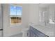 Bathroom featuring blue vanity and natural light at 633 Amberjack Pl, York, SC 29745