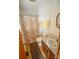 Bathroom featuring a shower, toilet, vanity and linoleum floors at 2725 Carla Dr, Shelby, NC 28150
