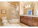 Bathroom with granite vanity and walk-in shower at 300 Eagle Bend Dr, Waxhaw, NC 28173