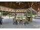 Covered gazebo with dining area overlooking the backyard at 8516 Mcilwaine Rd, Huntersville, NC 28078