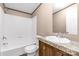 Bathroom with a toilet, tub, and vanity at 850 Mereva Rd, Smyrna, SC 29743