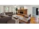 Comfortable living room features a brick fireplace, hardwood floors, and neutral furnishings at 9143 Sadlers Ridge Rd, Fort Mill, SC 29707