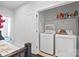 Convenient laundry room featuring a modern washer and dryer with overhead shelving at 12119 Brooklyn Ave, Charlotte, NC 28204