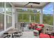 Relaxing screened porch with patio furniture and view of backyard at 16015 Vale Ridge Dr # 133, Charlotte, NC 28278