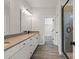 Bathroom featuring a double sink vanity with modern fixtures, a walk-in shower and a walk-in closet at 4808 Glen Stripe Dr # Cal0036, Indian Trail, NC 28079