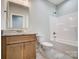 Modern bathroom with granite vanity and shower/tub combo at 1517 28Th Street Se Pl, Hickory, NC 28602