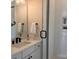 Modern bathroom with sleek fixtures, glass shower, white subway tile, and elegant vanity at 4379 Morning Mist Dr # 12, Sherrills Ford, NC 28673