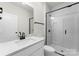Bathroom features a vanity with a white countertop, framed mirror, and a glass shower stall at 199 Heartland Dr # 10, Rock Hill, SC 29732