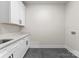 Functional laundry room with white cabinets, countertop, and dark tile flooring at 199 Heartland Dr # 10, Rock Hill, SC 29732