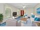 Living room with light-colored sofa and coffee table, and large windows at 1801 Windsor Dr, Lancaster, SC 29720