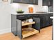 Modern kitchen with pull-out drawers and white countertops at 1006 Milestone Ct, Monroe, NC 28110