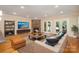 Inviting living room featuring a stone fireplace, hardwood floors, and neutral tones throughout at 5888 Hidden Oaks Ln, Clover, SC 29710