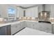 Bright kitchen boasts white cabinets, modern backsplash, stainless appliances, and a farmhouse sink at 3253 Mcharney Dr # 27, Harrisburg, NC 28075