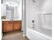 Bright bathroom with a tub/shower combination and a vanity with sink at 106 Cameron Dr, Kings Mountain, NC 28086
