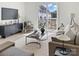 Comfortable living room with a large window offering exterior views, modern furniture, and stylish decor at 459 Blairhill Rd # 02, Charlotte, NC 28217