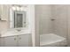 Clean bathroom with a white vanity, shower, and bathtub at 3178 Heathstead Pl, Charlotte, NC 28210