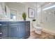 Modern bathroom with subway tile shower and dark vanity at 3245 Mcharney Dr # 28, Harrisburg, NC 28075